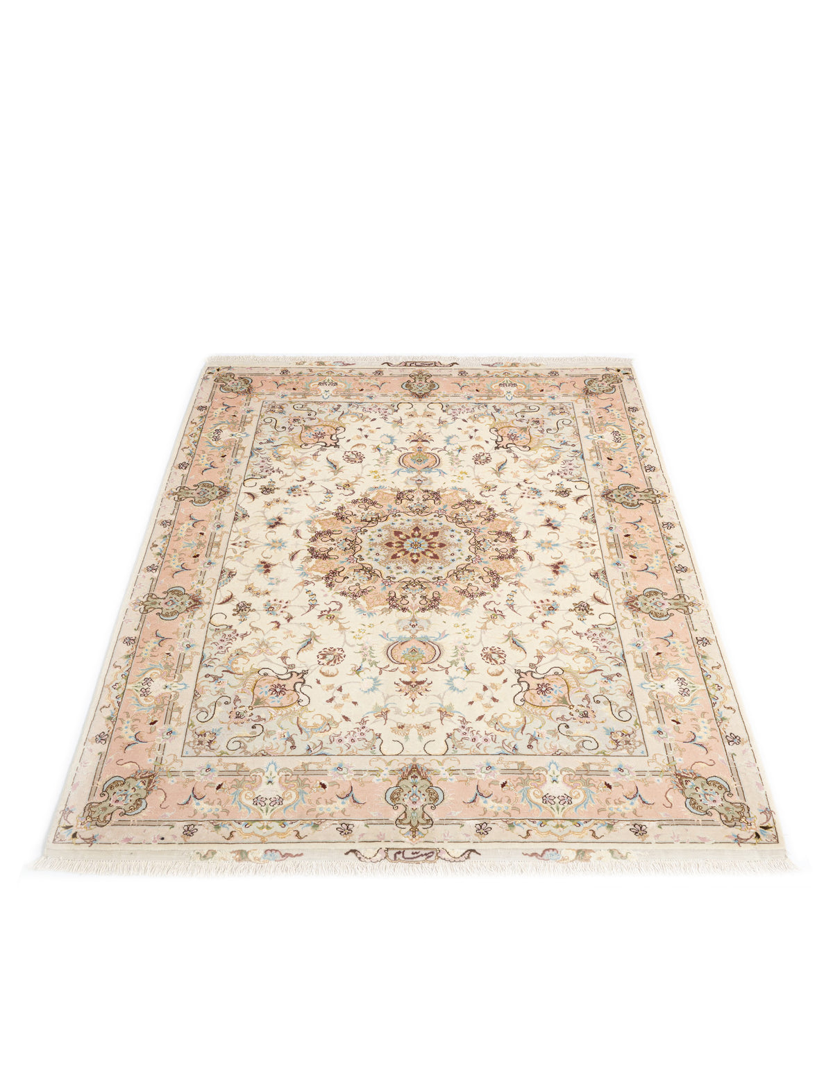 214x147 Tabriz sur et avec de la soie