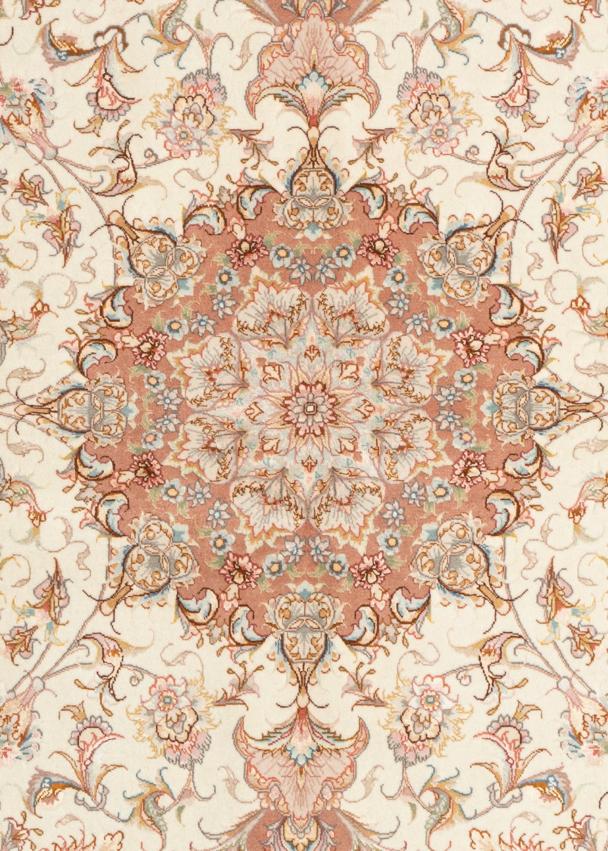 215x154 Tabriz sur et avec de la soie