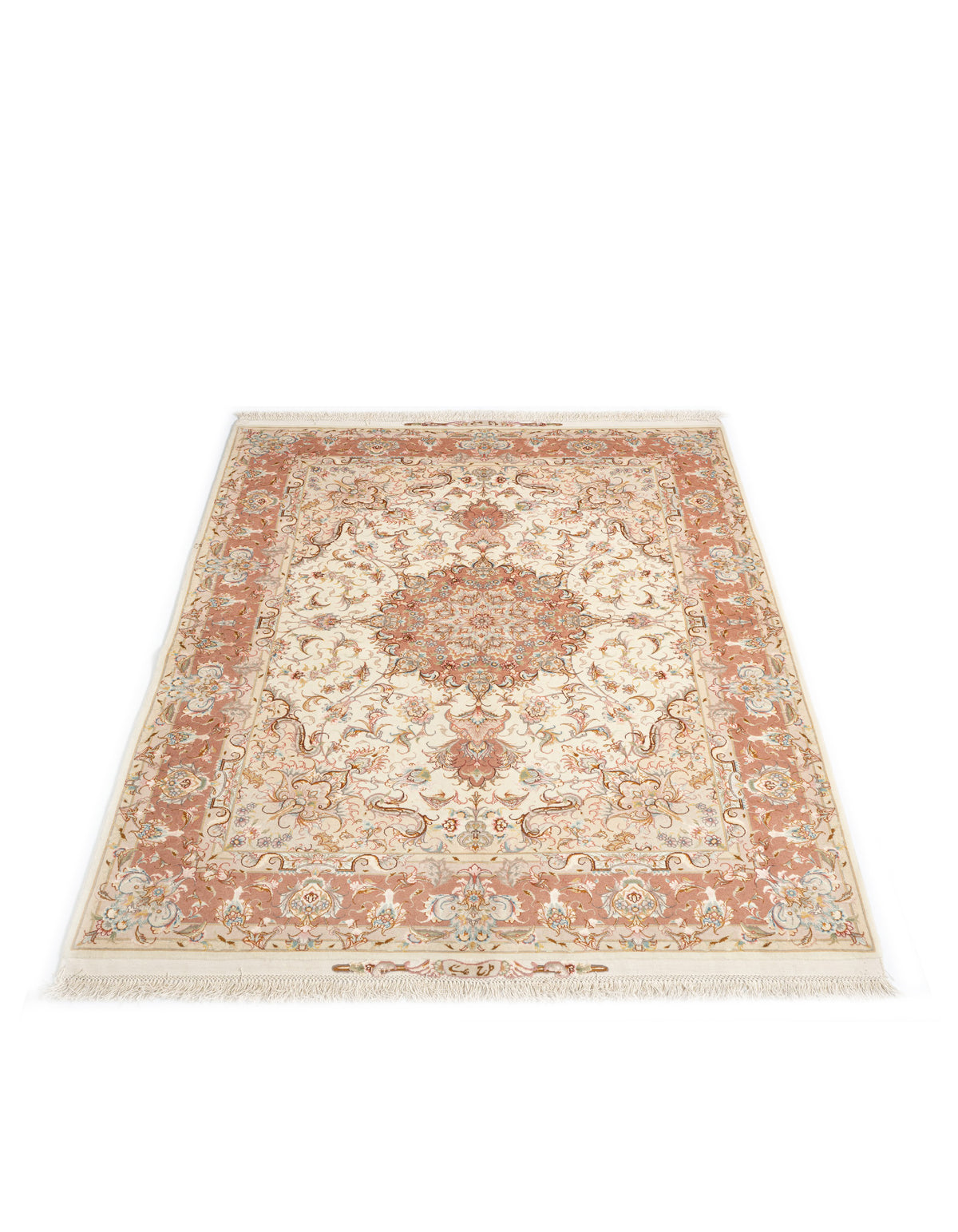 215x154 Tabriz sur et avec de la soie