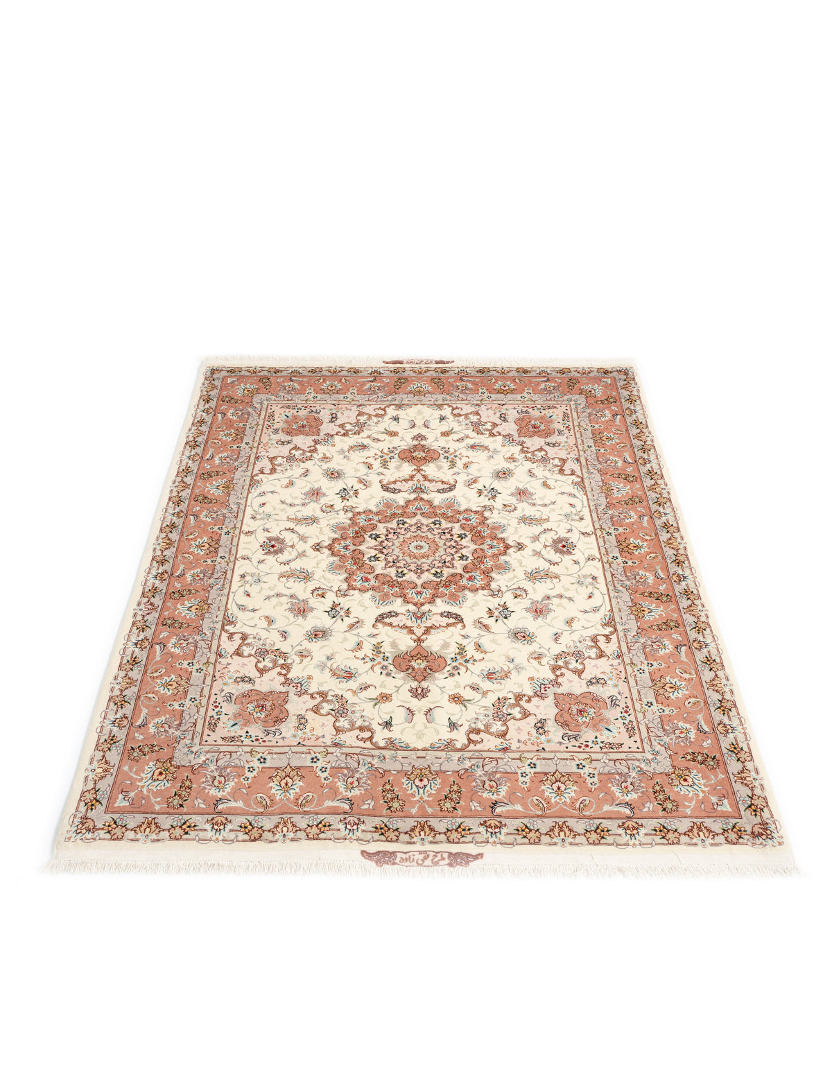 221 x 154 Täbriz auf und mit Seide
