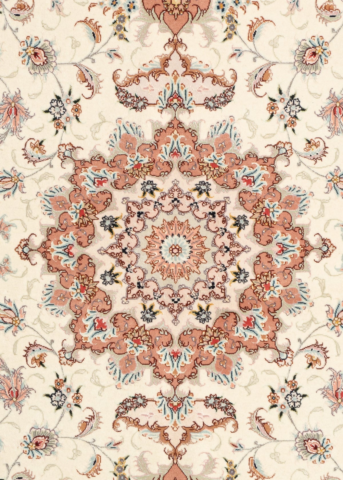 221 x 154 Täbriz auf und mit Seide