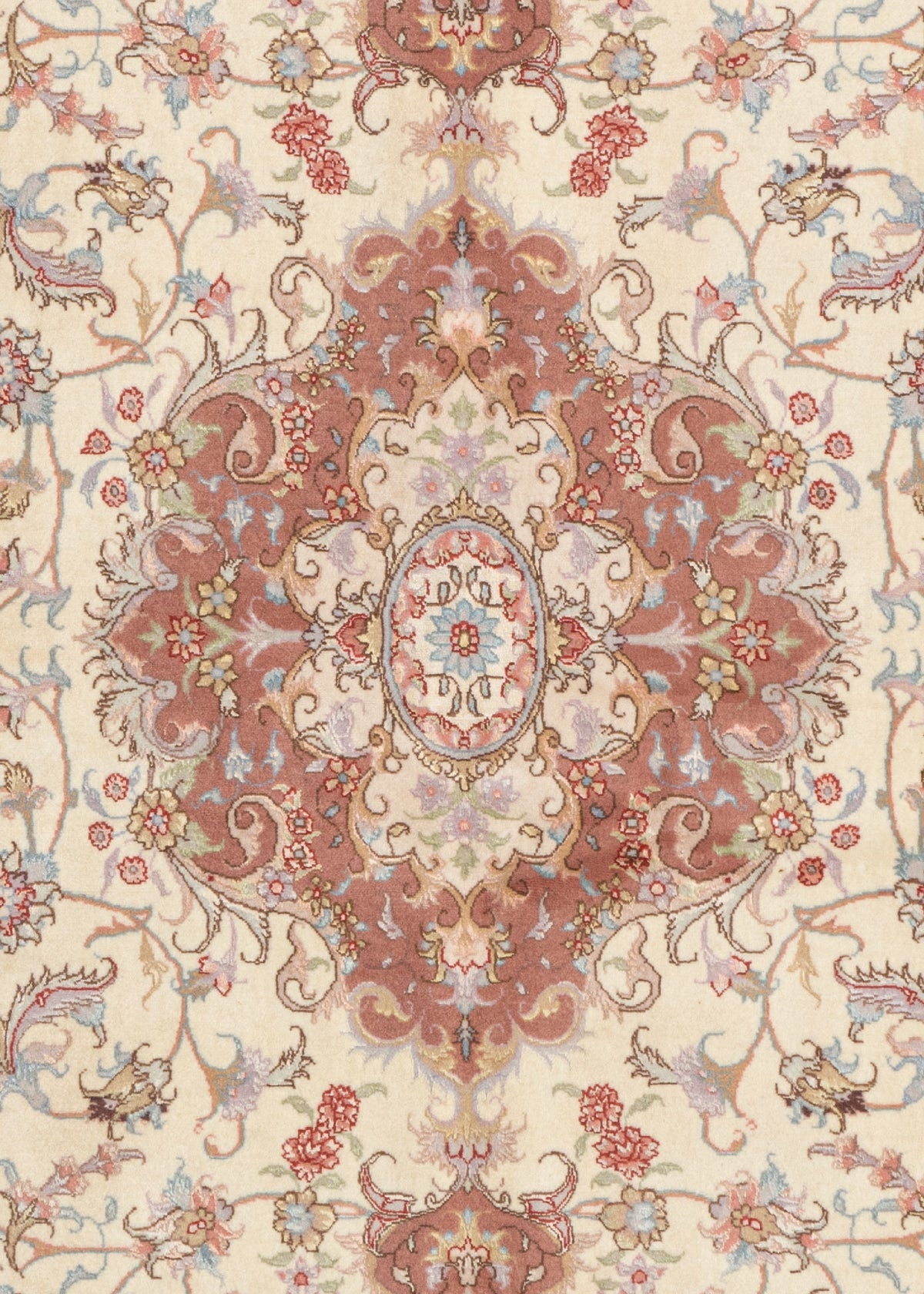 208 x 151 Täbriz auf und mit Seide