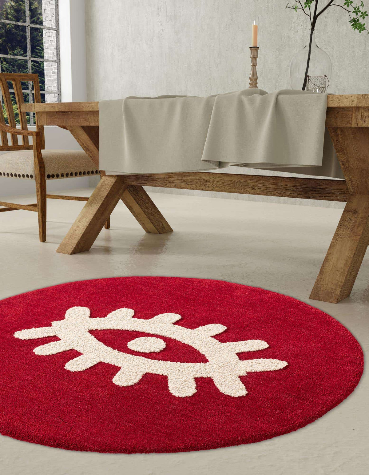 Rund Teppich AI Handgetuftet in Rot von Hadorn™ - Lifestyle Image