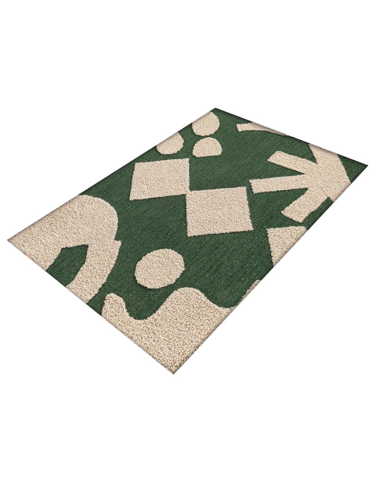Rechteck Teppich AI Handgetuftet in Grün und Elfenbein von Hadorn™ - Lifestyle Image