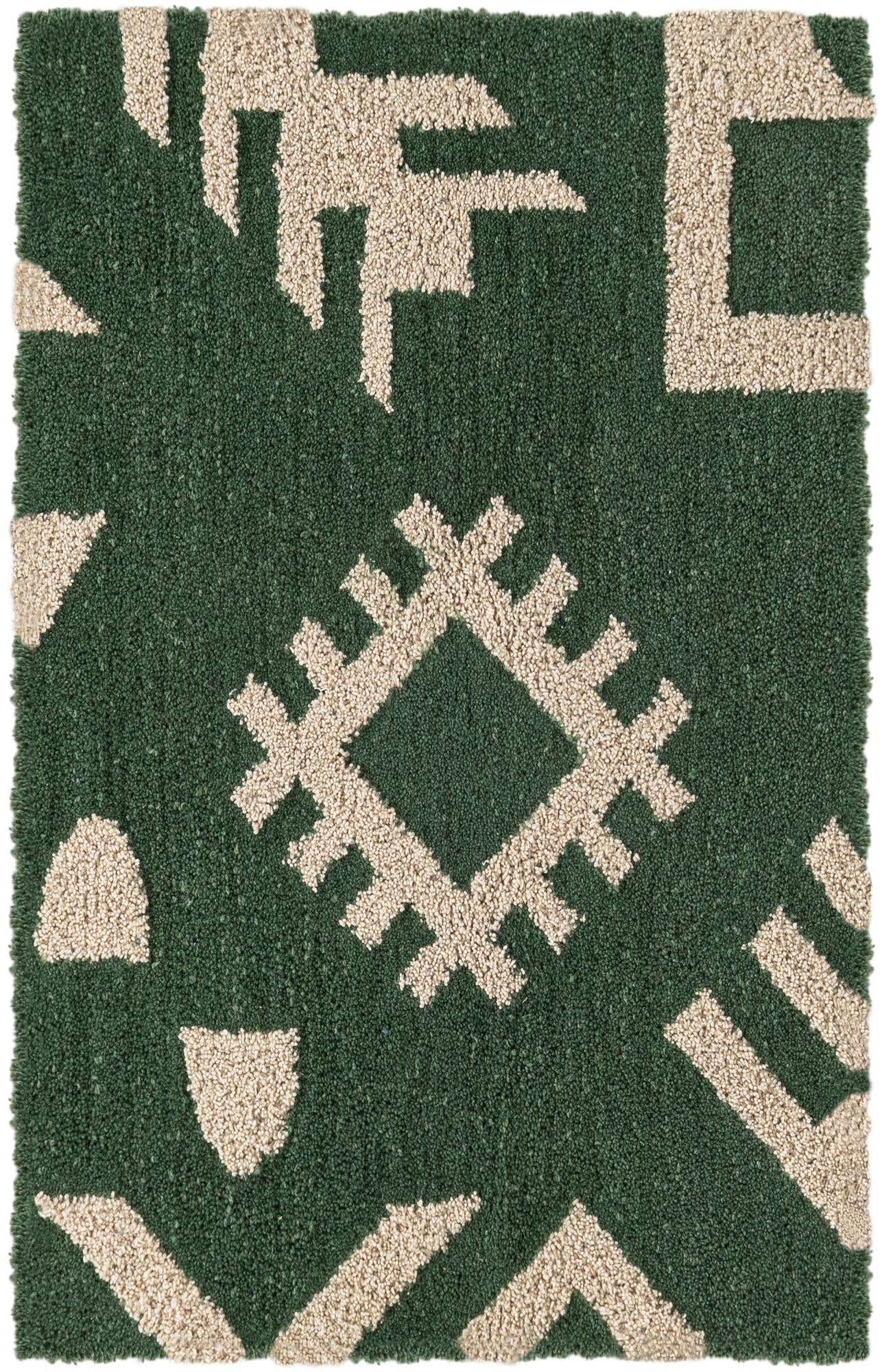 Rechteck Teppich AI Handgetuftet in Grün und Elfenbein von Hadorn™ - Lifestyle Image