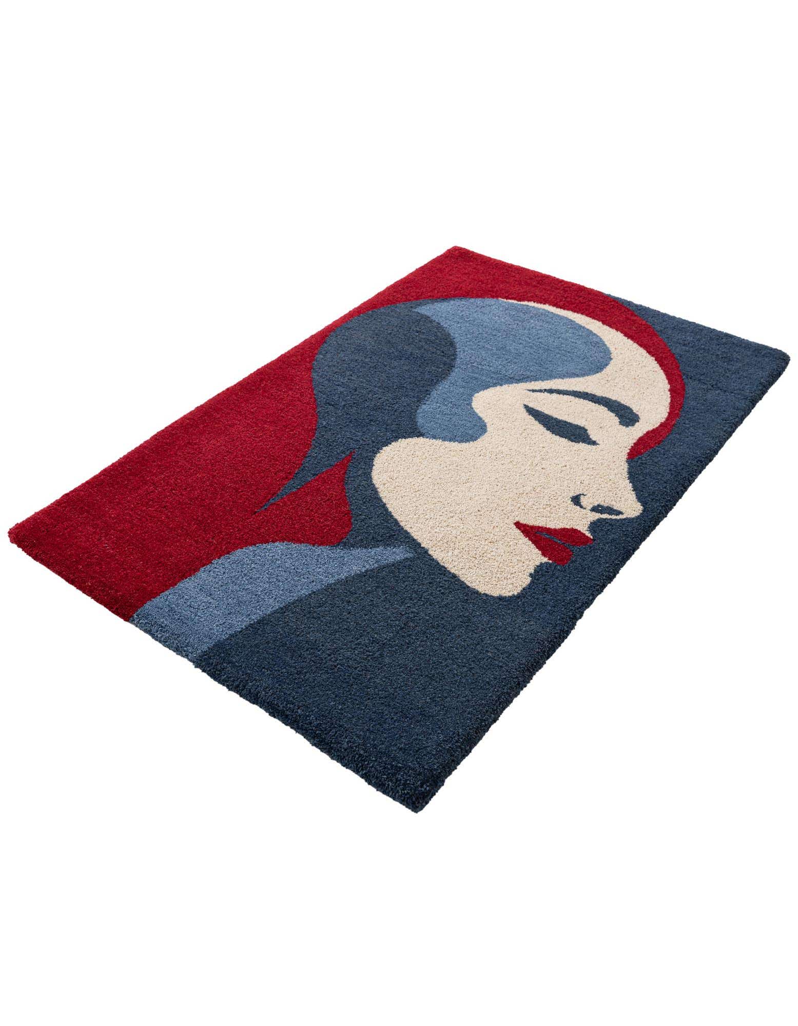 Rechteck Teppich AI Handgetuftet in Blau und Rot von Hadorn™ - Lifestyle Image