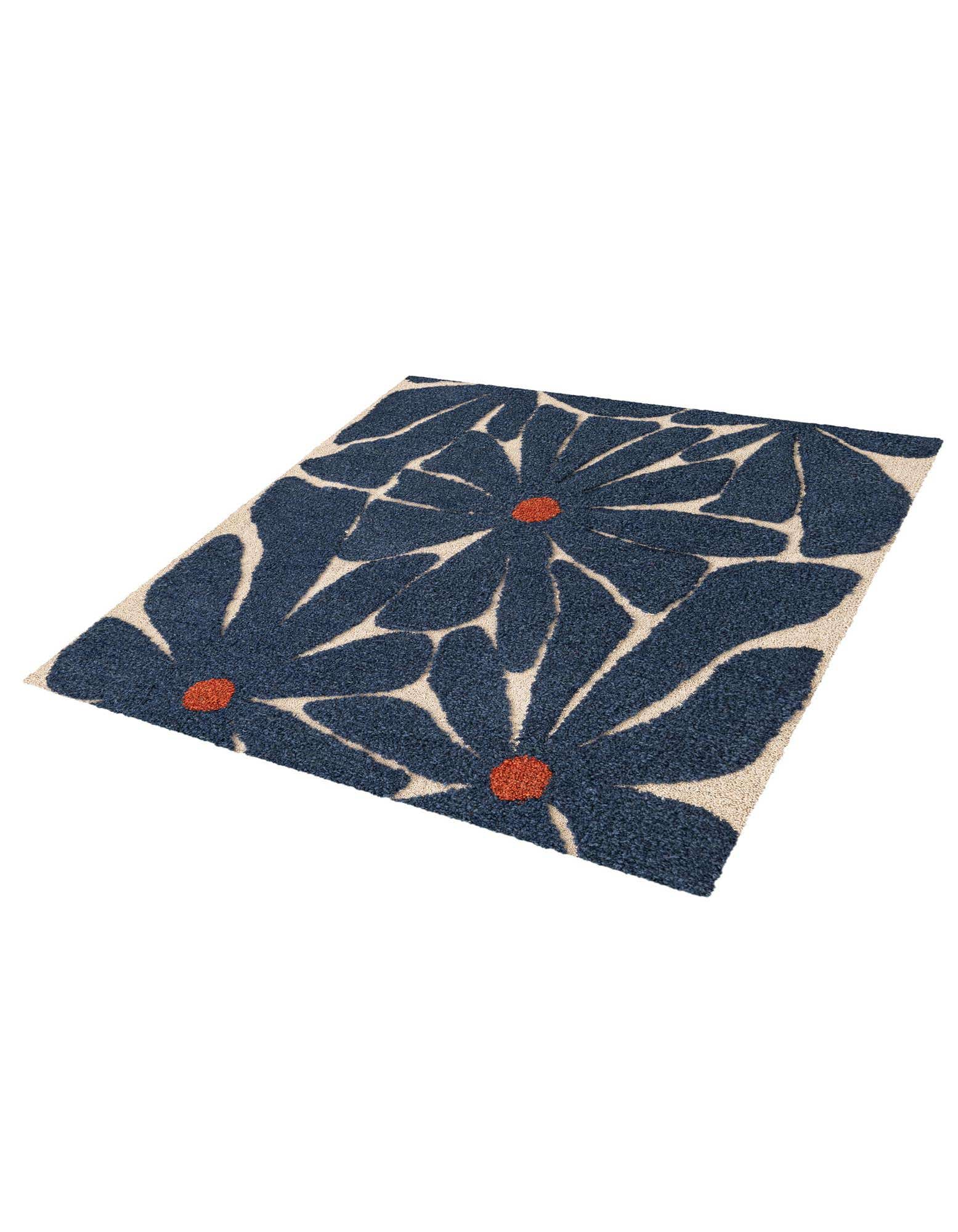 Quadratisch Teppich AI Handgetuftet in Marineblau und Elfenbein von Hadorn™ - Lifestyle Image