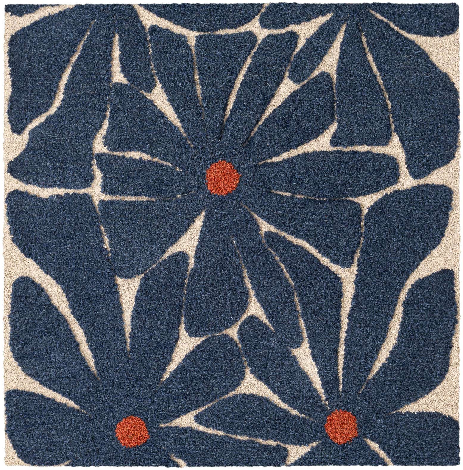 Quadratisch Teppich AI Handgetuftet in Marineblau und Elfenbein von Hadorn™ - Lifestyle Image