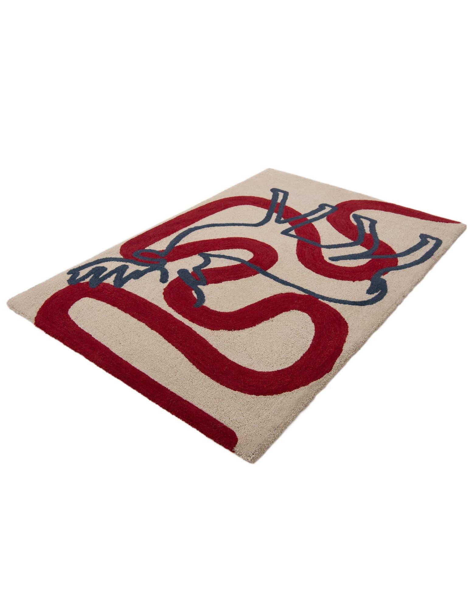 Rechteck Teppich AI Handgetuftet in Elfenbein und Rot von Hadorn™ - Lifestyle Image