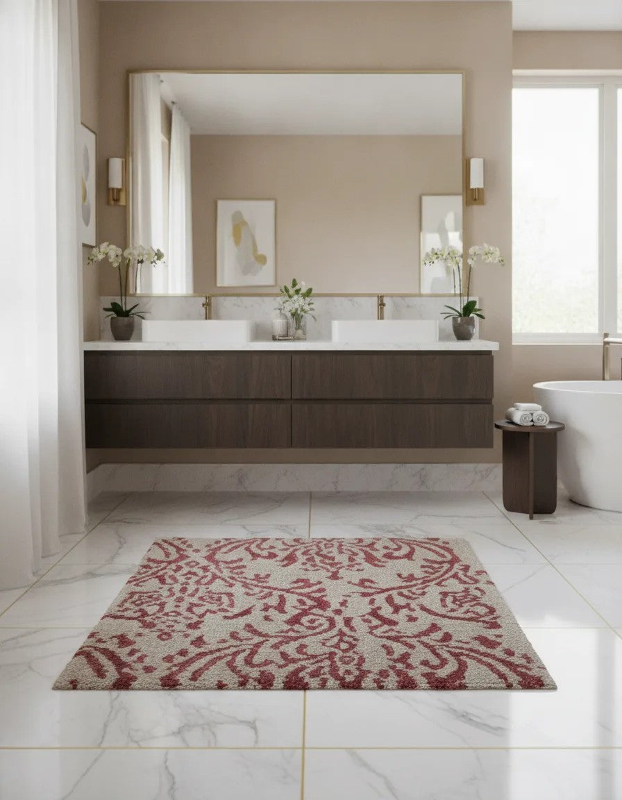 30x30 Damask Granat mit Seide