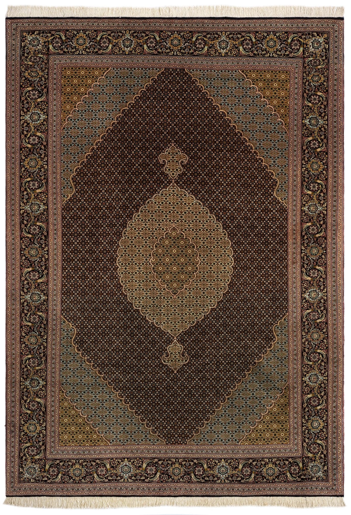 296 x 203 Täbriz Mahi mit Seide