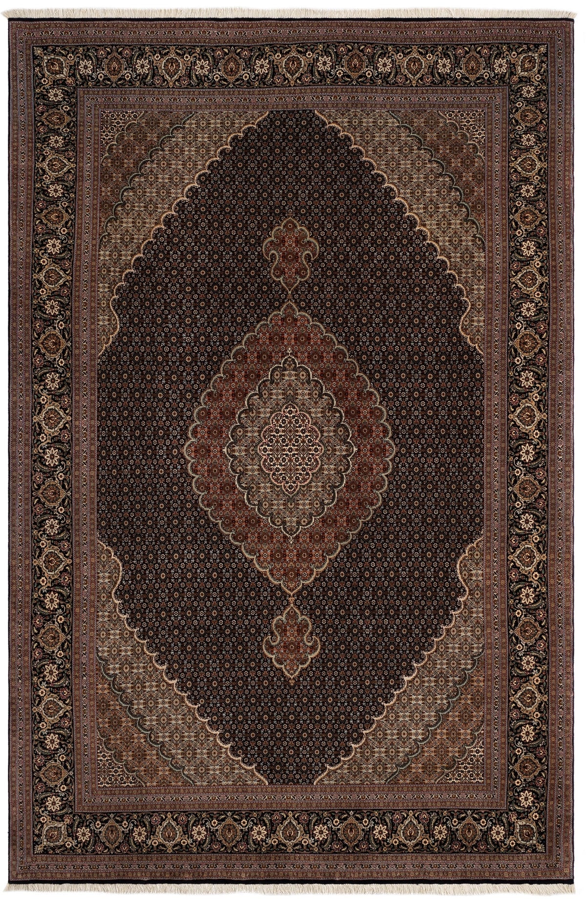 307 x 203 Tabriz Mahi con seta
