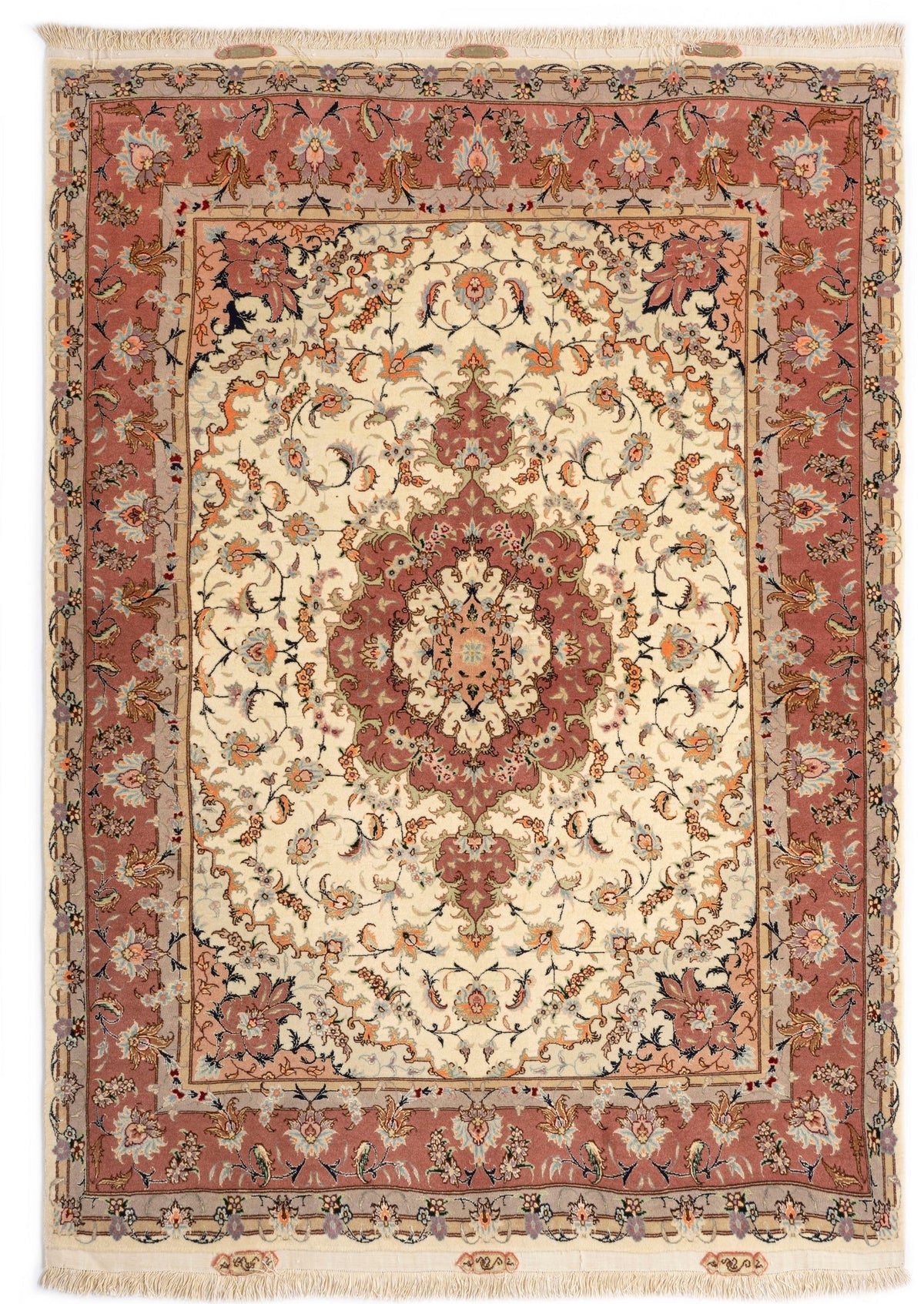 213 x 153 Täbriz auf und mit Seide