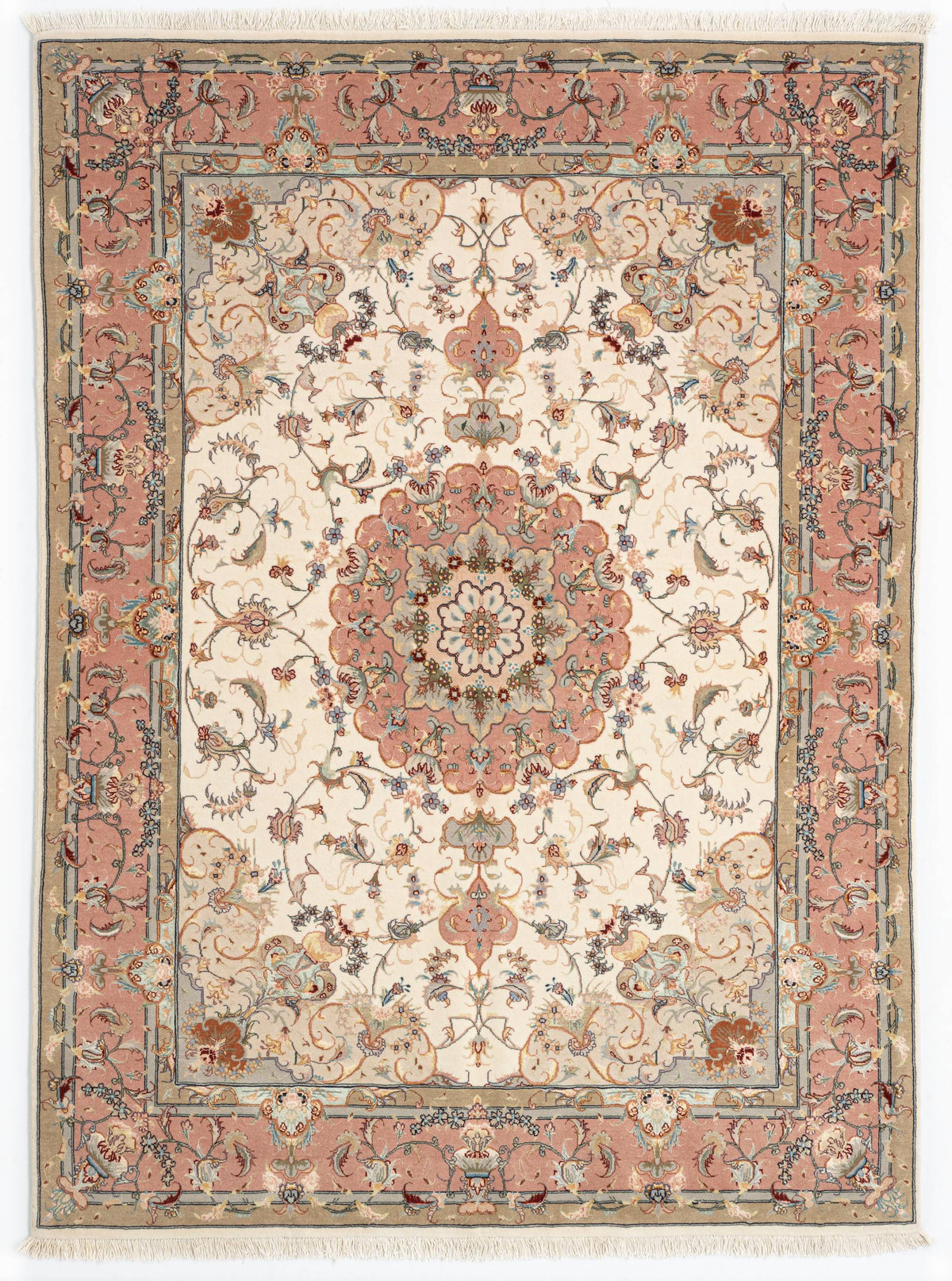 204x150 Tabriz sur et avec de la soie