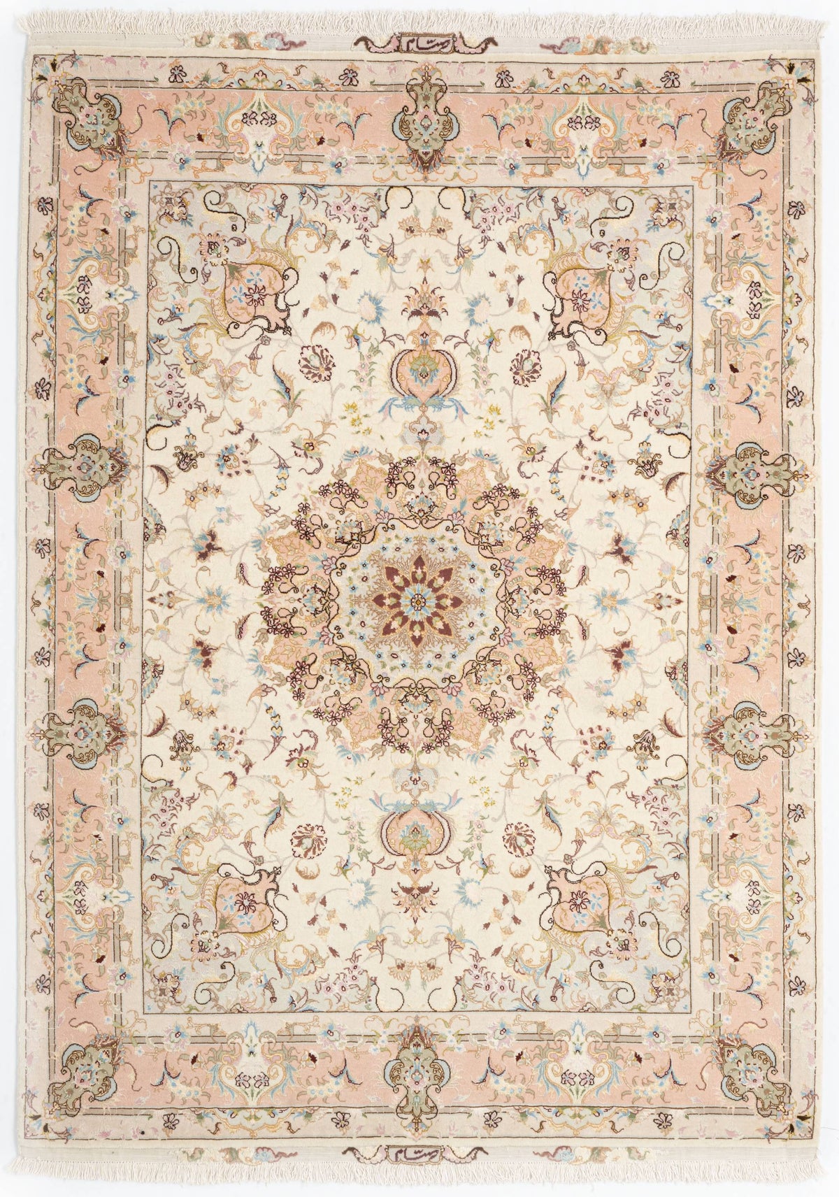 214x147 Tabriz sur et avec de la soie