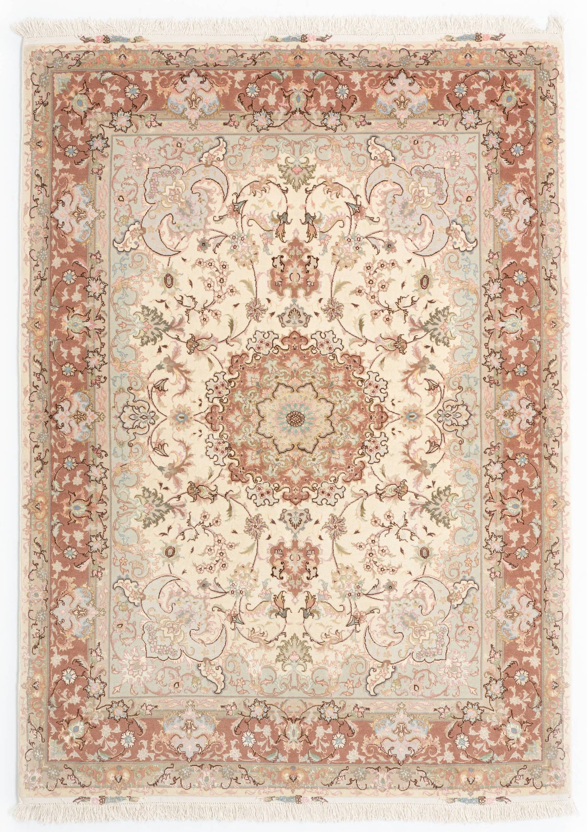213 x 149 Täbriz auf und mit Seide