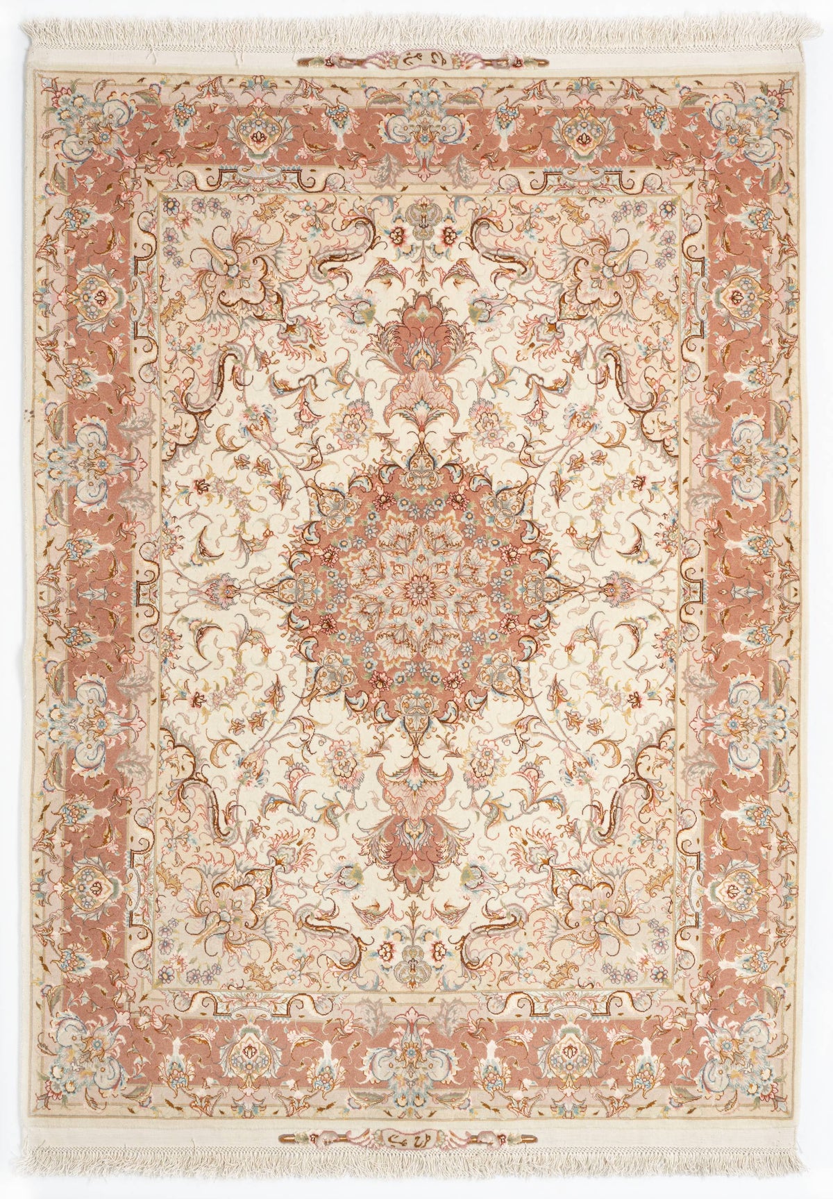 215x154 Tabriz sur et avec de la soie