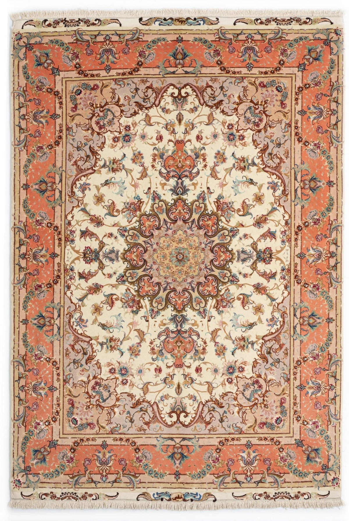 220 x 154 Täbriz auf und mit Seide